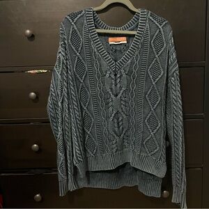 Pilcro by Anthropologie Distressed Cable Knit Sweater